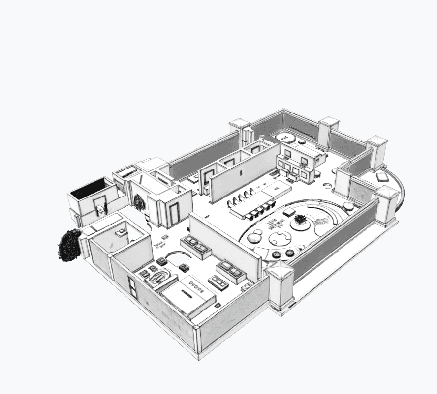 室内 3D 模型左侧视角示例