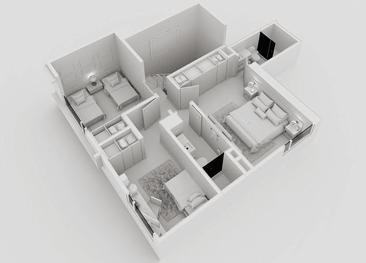 室内 3D 模型右侧视角示例