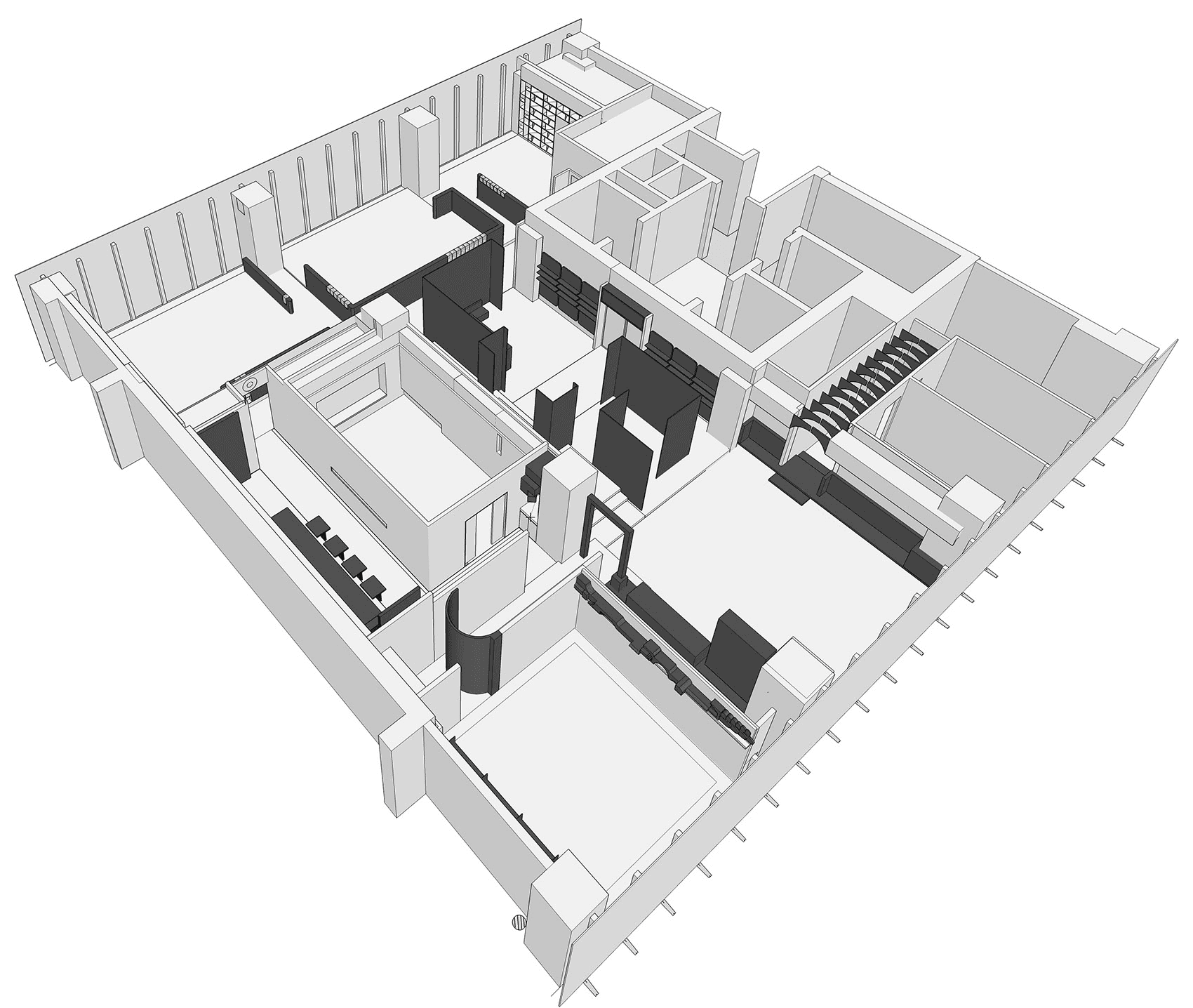 室内 3D 模型俯视图示例